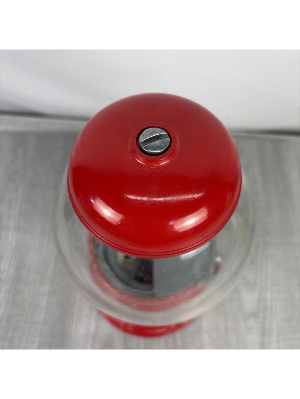Vintage Red Carousel 1985 Gumball Candy Machine Metal Bank Glass Globe - 10.8" - Picture 9 of 14